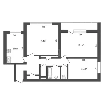 3-комнатная квартира: Тюмень, улица Мельникайте, 119 (92.4 м)
