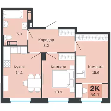 2-к кв. Пермский край, Пермь Парковый просп., 24 (54.7 м)