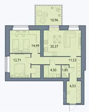 2-к кв. Брянская область, Брянский район, пос. Мичуринский, ...