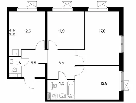 3-комнатная квартира: Москва, ЖК Люблинский Парк, к18-20 (72.4 м)