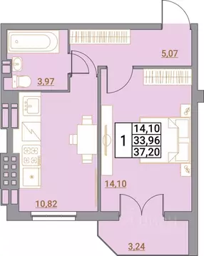 1-к кв. Ростовская область, Шахты ул. Калинина, 10 (37.32 м)