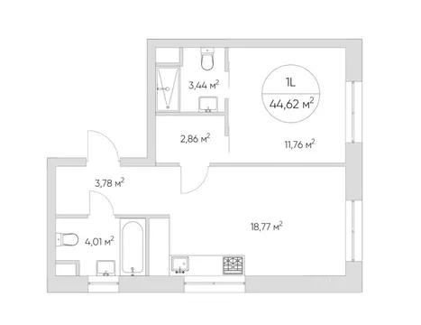 2-к кв. Москва Автомобильный проезд, 4 (45.0 м)