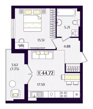 1-к кв. Калининградская область, Зеленоградск ул. Потемкина, 15А ...