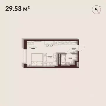 Студия Приморский край, Владивосток Каскада жилой комплекс (29.53 м)