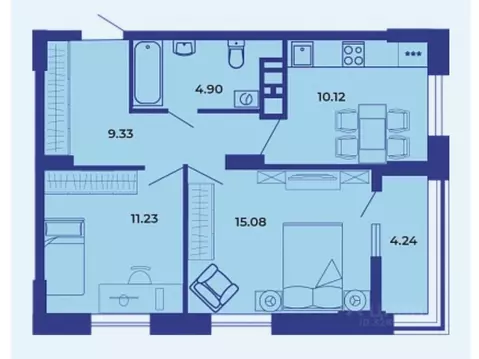 2-к кв. Брянская область, Брянск ул. Комарова, 47 (55.1 м)