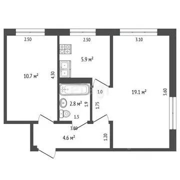 2-к кв. Мордовия, Саранск просп. 60 лет Октября, 103 (43.1 м)