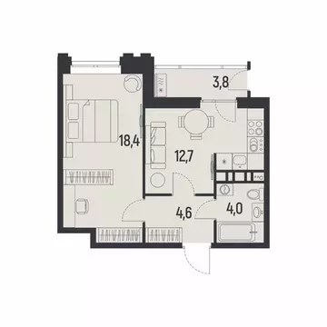 1-к кв. Пермский край, Пермь Ераничи мкр,  (41.5 м)