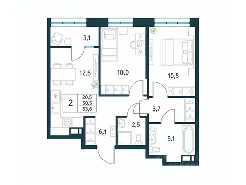 2-к кв. Забайкальский край, Чита Хороший мкр,  (53.6 м)