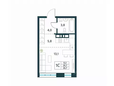 Студия Забайкальский край, Чита Хороший мкр, 15 (26.7 м)