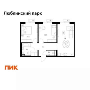 2-к кв. Москва Люблинский парк жилой комплекс, к18-20 (56.7 м)