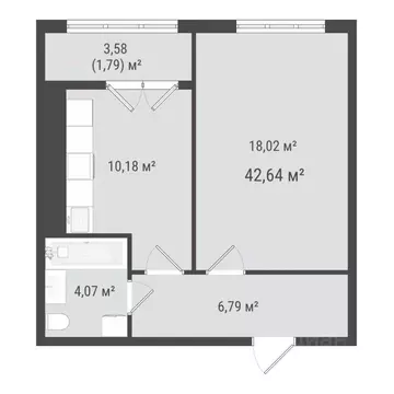 1-к кв. Сахалинская область, Южно-Сахалинск Хомутово п/р,  (40.85 м)