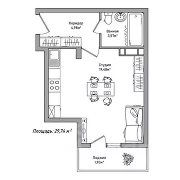 1-к кв. Ярославская область, Ярославль 2-й мкр,  (29.74 м)
