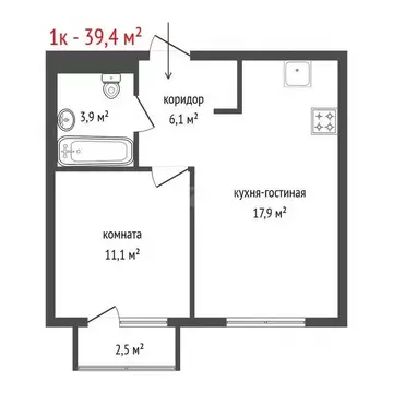 1-к кв. Свердловская область, Екатеринбург ул. Хуторская, 1/3 (39.4 м)