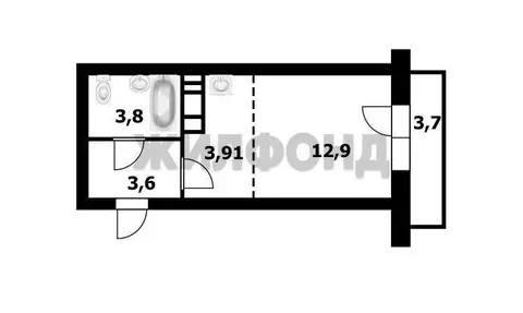 Квартира-студия: Новосибирск, улица Бородина, 56 (24.3 м)