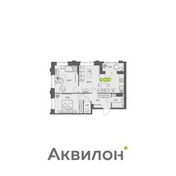 2-к кв. Архангельская область, Архангельск АКвартал жилой комплекс ...