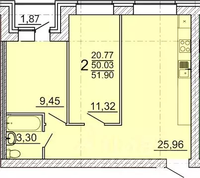 2-к кв. Воронежская область, с. Новая Усмань ул. 70 лет Победы, 15 ...