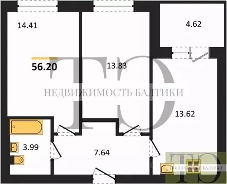 2-к кв. Калининградская область, Калининград ул. Сержанта Мишина, 81к3 ...