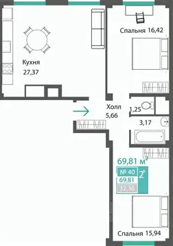 2-к кв. Крым, Симферопольский район, с. Мирное ПроПолис жилой комплекс ...