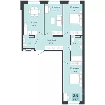 3-к кв. Пермский край, Пермь Парковый просп., 24 (83.7 м)