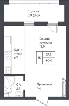 1-к кв. Алтайский край, Барнаул тракт Павловский (30.9 м)