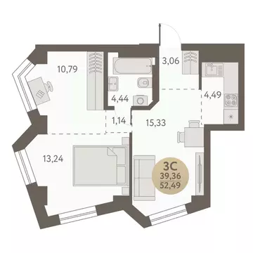 3-к кв. Новосибирская область, Новосибирск Урбан Пикс жилой комплекс ...