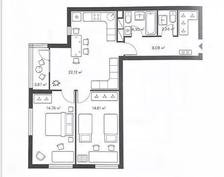 2-комнатная квартира: Нижний Новгород, Анкудиновское шоссе, 34 (772 м)