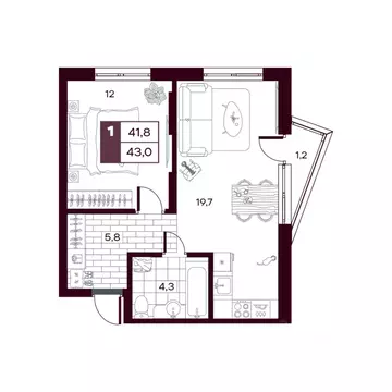 1-к кв. Тюменская область, Тюменский муниципальный округ, д. Дударева ...