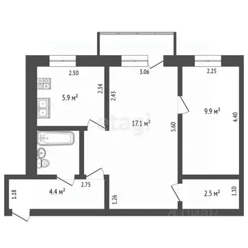 2-к кв. Вологодская область, Вологда ул. Казакова, 8 (44.6 м)