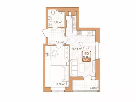 1-к кв. Тульская область, Тула проезд 2-й Клинской, 8 (42.04 м)