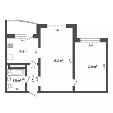 2-к кв. Тюменская область, Тюмень ул. Николая Никитина, 4к1 (58.0 м)