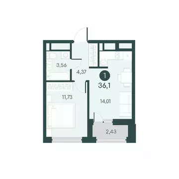 1-к кв. Курганская область, Курган 18-й мкр, 7 (36.1 м)
