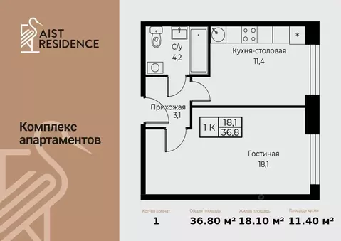 1-к кв. Москва ул. Наметкина, 10Д (36.8 м)