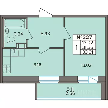 1-к кв. Ленинградская область, Всеволожский район, д. Новое Девяткино, ...