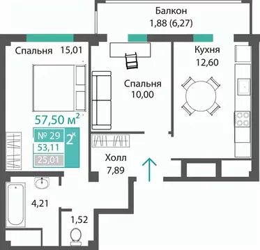 2-к кв. Крым, Симферопольский район, с. Мирное ПроПолис жилой комплекс ...