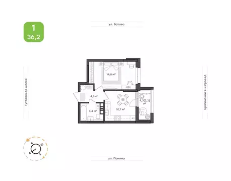 1-к кв. Ярославская область, Ярославль Тутаевское ш., 93Б (36.2 м)