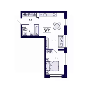 2-к кв. Хабаровский край, Хабаровск ул. Карла Маркса, 96 (43.33 м)