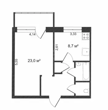 1-комнатная квартира: Тобольск, микрорайон Центральный, 24 (41 м)