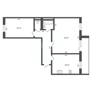 2-к кв. Тюменская область, Тюмень ул. Щербакова, 146к1 (70.0 м)