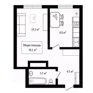 1-к кв. Новосибирская область, Бердск ул. Красная Сибирь, 118 (38.1 м)