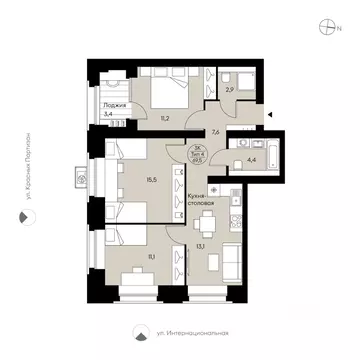 3-к кв. Коми, Сыктывкар Крутая ул., 2 (69.5 м)