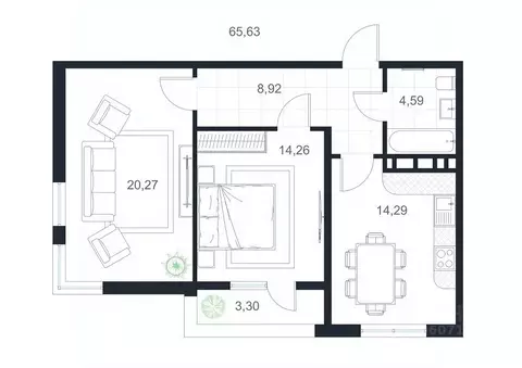 2-к кв. Дагестан, Каспийск просп. Акулиничева (65.63 м)
