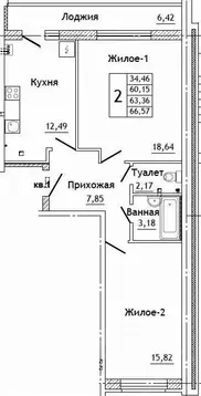 2-к кв. Смоленская область, Смоленский муниципальный округ, д. ...