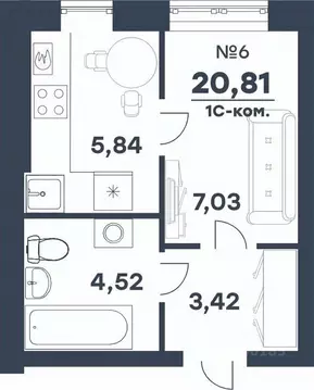 1-к кв. Волгоградская область, Волгоград Долина мкр, Лес кв-л,  (20.81 ...