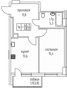 1-к кв. Саха (Якутия), Якутск просп. Михаила Николаева, 3/6 (48.0 м)