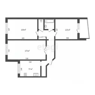 3-к кв. Тюменская область, Тюмень ул. Александра Логунова, 20 (64.8 м)
