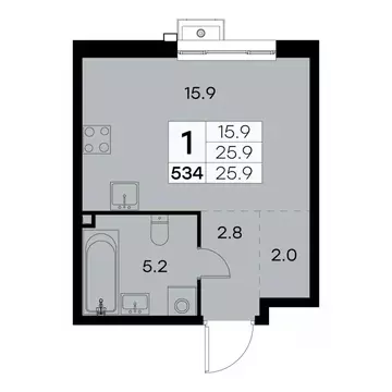 1-к кв. Москва Куркинское ш., 15 (25.9 м)