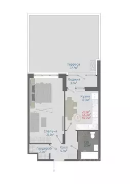 1-к кв. Воронежская область, Новоусманский район, пос. Отрадное ул. ...