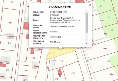 Участок в Севастополь ш. Фиолентовское, 89/10 (6.0 сот.)