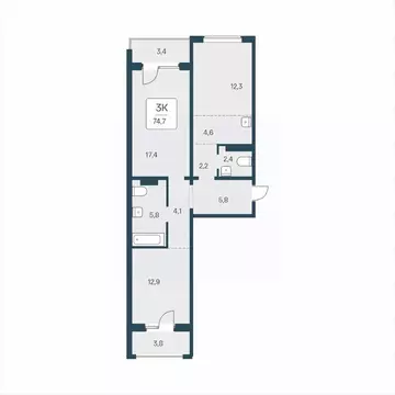 3-к кв. Новосибирская область, Новосибирск ул. Сибиряков-Гвардейцев, ...