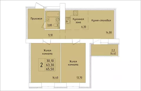 2-к кв. Кировская область, Киров Хлебозаводской проезд, 6 (65.5 м)